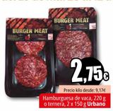 Oferta de Hamburguesa de vaca, 220g o ternera 2 x 150 g Urbano por 2,75€ en Unide Supermercados