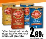 Oferta de Café molido natural o mezcla 250 g o descafeinado natural o mezcla Marcilla  por 2,99€ en Unide Market