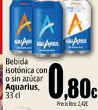 Oferta de Bebida isotónica con o sin  azúcar Aquarius por 0,8€ en Unide Market