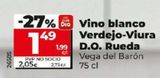 Oferta de VINO BLANCO VERDEJO-VIURA D.O. RUEDA por 1,49€ en Dia Market