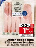 Oferta de JAMON COCIDO EXTRA 97% CARNE EN LONCHAS por 1,59€ en Dia Market