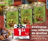 Oferta de ACEITUNAS CON RELLENO DE ANCHOA por 1,24€ en Dia Market