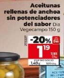 Oferta de ACEITUNAS RELLENAS DE ANCHOA SIN POTENCIADORES DEL SABOR por 1,19€ en Dia Market