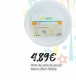 Oferta de Betik  4.89€  Plato de caña de azúcar blanco 26cm 16x50p  en Comerco Cash & Carry