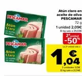 Oferta de Atún claro en aceite de oliva PESCAMAR por 2,09€ en Carrefour