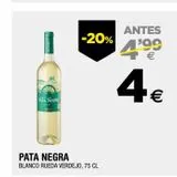 Oferta de Vino blanco Pata Negra por 4€ en BM Supermercados