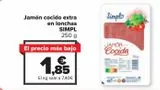 Oferta de Jamón cocido extra en lonchas SIMPL por 1,85€ en Carrefour Market