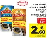 Oferta de Café molido natural o mezcla SAIMAZA  por 5,35€ en Carrefour