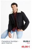 Oferta de Cazadora bomber azul marino  por 49,99€ en Celio