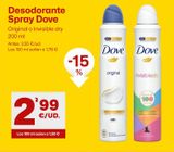 Oferta de Desodorante Spray Dove por 2,99€ en Ahorramas
