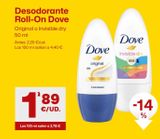 Oferta de Desodorante Roll On Dove  por 1,89€ en Ahorramas