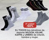 Oferta de En TODOS los calcetines de deporte WILSON, KELME, KAPPA y UMBRO de infantil, hombre y mujer  en Carrefour