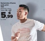 Oferta de Camiseta hombre con print TEX  por 5,99€ en Carrefour