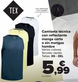 Oferta de Camiseta técnica con reflectante manga corta o sin mangas hombre  por 5,99€ en Carrefour