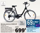 Oferta de Bicicleta eléctrica E-4000 26'' por 699€ en Carrefour