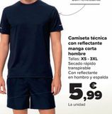 Oferta de Camiseta técnica con reflectante manga corta hombre  por 5,99€ en Carrefour