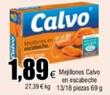 Oferta de Mejillones en escabeche Calvo por 1,89€ en Froiz