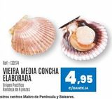Oferta de Ref.: 133274  VIEIRA MEDIA CONCHA ELABORADA  Origen Pacifico Bandeja de 6 piezas  4,95  €/BANDEJA  en Makro