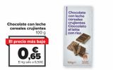 Oferta de Chocolate con leche cereales crujientes por 0,65€ en Carrefour