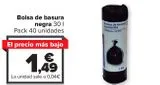 Oferta de Bolsa de basura negra  por 1,49€ en Carrefour