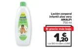 Oferta de Loción corporal infantil aloe vera AMALFI  por 1,2€ en Carrefour