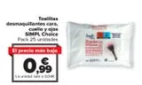 Oferta de Toallitas desmaquillantes cara, cuello y ojos SIMPL Choice  por 0,99€ en Carrefour