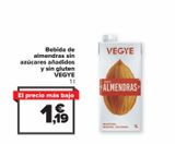 Oferta de Bebida de almendras sin azúcares añadidos y sin gluten VEGYE por 1,19€ en Carrefour