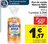 Oferta de Pan de molde Natural 100% BIMBO por 2,35€ en Carrefour