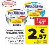 Oferta de Crema de untar PHILADELPHIA por 5,15€ en Carrefour