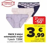 Oferta de PACK 3 bikini estampado mujer  por 7,99€ en Carrefour