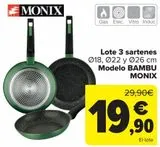 Oferta de Lote 3 sartenes Modelo BAMBU MONIX  por 19,9€ en Carrefour