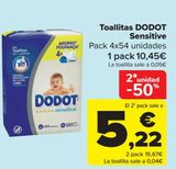 Oferta de Toallitas DODOT Sensitive por 10,45€ en Carrefour