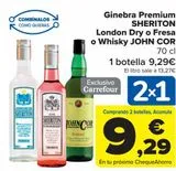 Oferta de Ginebra Premium SHERITON London Dry o Fresa o Whisky JOHN COR por 9,29€ en Carrefour