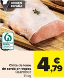 Oferta de Cinta de lomo de cerdo en trozos Carrefour por 4,79€ en Carrefour