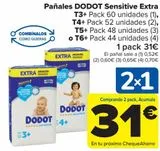 Oferta de Pañales DODOT Sensitive Extra  por 31€ en Carrefour