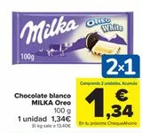 Oferta de Chocolate blanco MILKA Oreo por 1,34€ en Carrefour