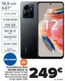 Oferta de Smartphone libre REDMI NOTE 12  por 249€ en Carrefour