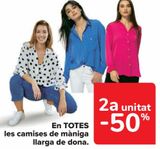 Oferta de En TODAS Las camisas de manga larga de mujer  en Carrefour