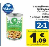Oferta de Champiñones laminados Carrefour por 1,09€ en Carrefour