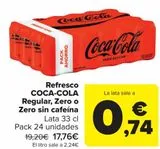 Oferta de Refresco COCA-COLA Regular, Zero o Zero sin cafeína por 17,76€ en Carrefour