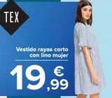 Oferta de Vesitdo rayas corto con lino mujer  por 19,99€ en Carrefour