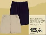 Oferta de Bermuda trekking hombre o mujer TEX por 15,99€ en Carrefour