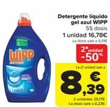 Oferta de Detergente líquido gel azul WIPP por 16,78€ en Carrefour