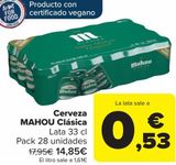 Oferta de Cerveza MAHOU Clásica por 14,85€ en Carrefour