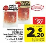 Oferta de Jamón y paleta curada en lonchas LEYENDA SERRANA por 4,4€ en Carrefour