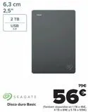 Oferta de SEAGATE Disco duro Basic  por 56€ en Carrefour