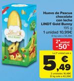 Oferta de Huevo de Pascua chocolate con leche LINDT Gold Bunny por 10,99€ en Carrefour
