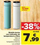 Oferta de Botella termo con indicador de temperatura y filtro  por 7,99€ en Carrefour