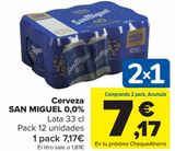 Oferta de Cerveza SAN MIGUEL 0,0% por 7,17€ en Carrefour