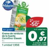 Oferta de Crema de verduras de la huerta Carrefour Classic por 1,95€ en Carrefour